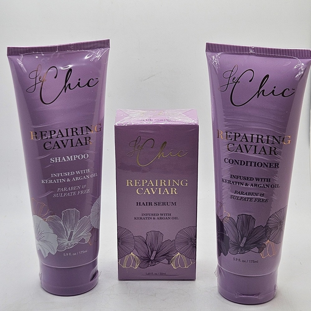 Le Chic Repairing Caviar Hair Care Set Shampoo Conditioner Serum Sealed New